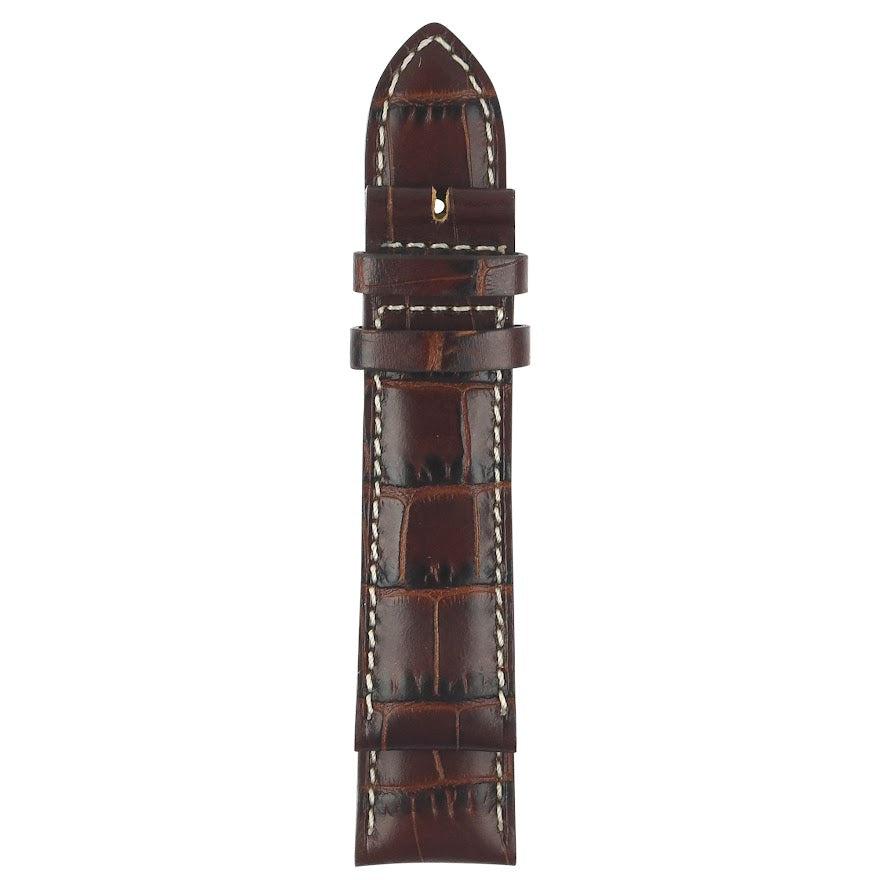 Gevril 22mm Stitched Alligator Pattern Leather Strap