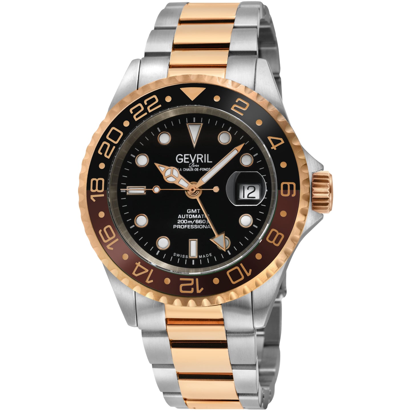 Gevril-Luxury-Swiss-Watches-Gevril Wall Street - GMT Ceramic Bezel-4957A