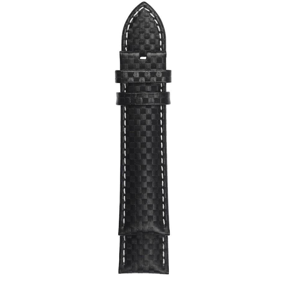 GV2 22mm Stitched Carbon Fiber Pattern Leather Strap Gevril